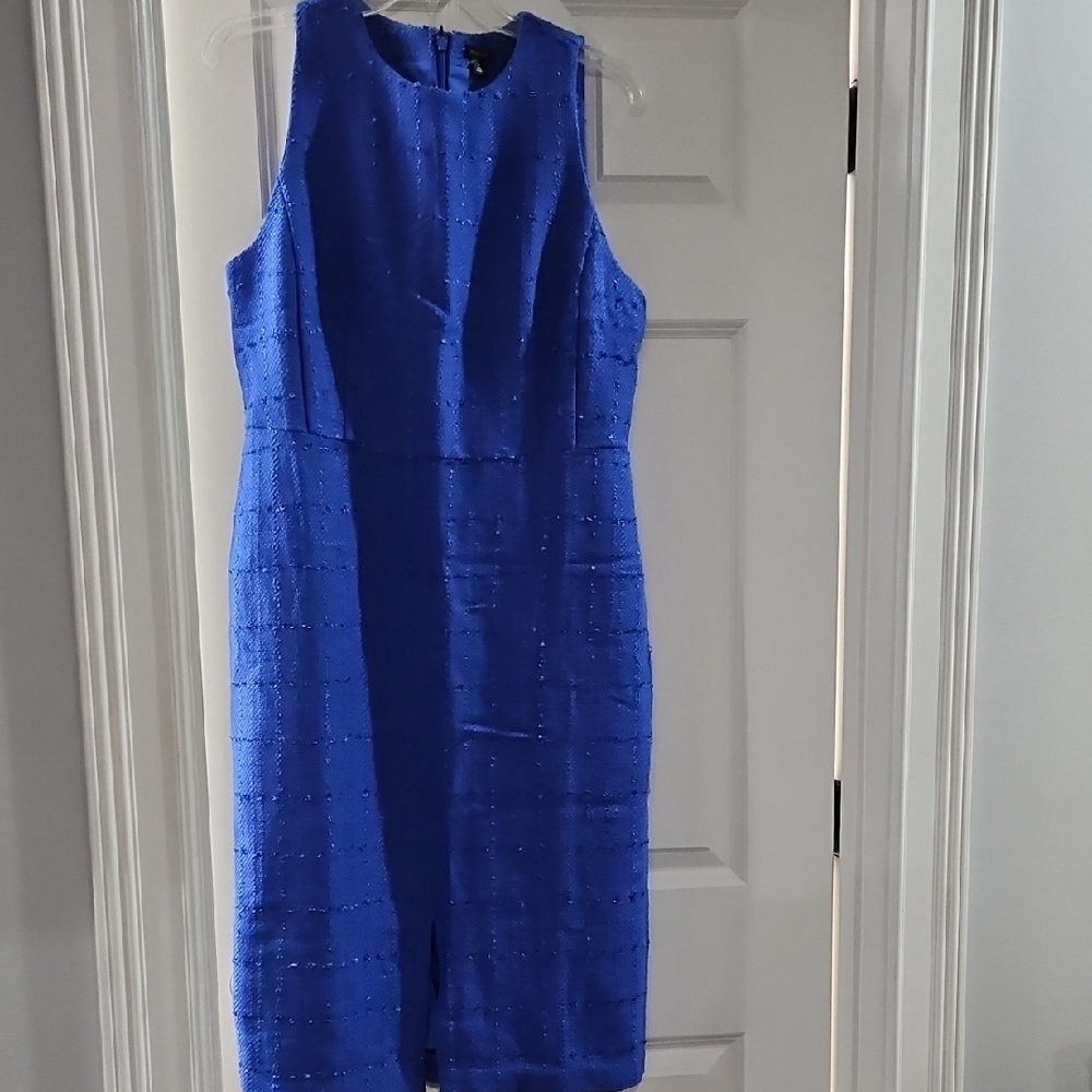Ann Taylor Royal Blue Textured Midi Dress
